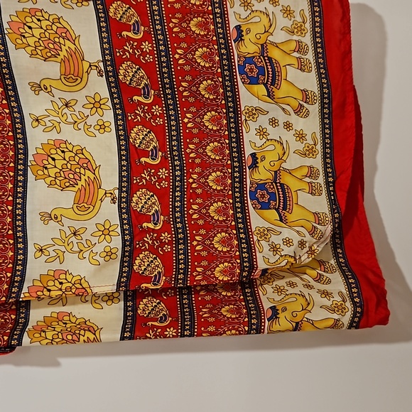 Elephant Peacock graphics pareo sarong wraparound skirt small medium NWOT - Picture 6 of 12